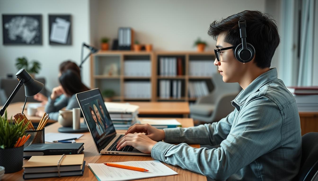 Student using online courses for flexible education